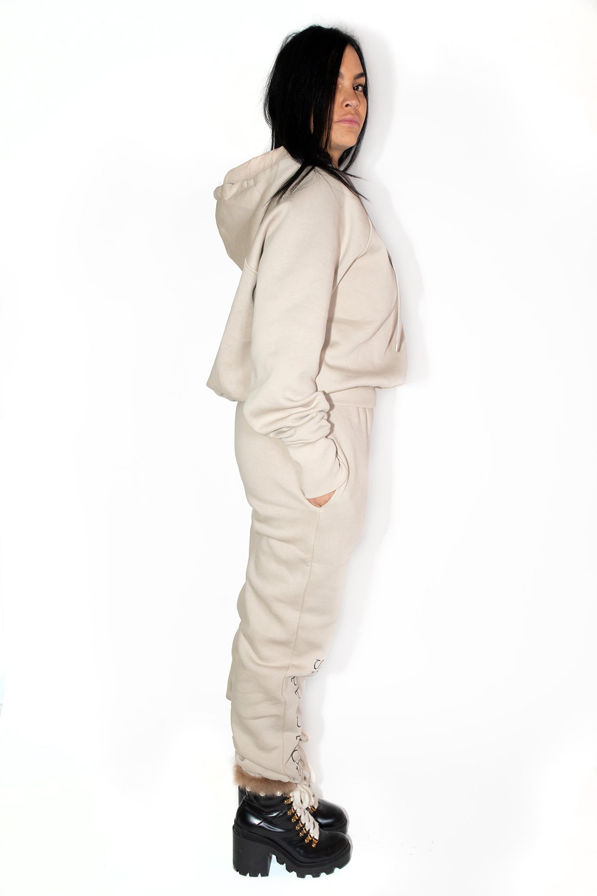 Good Goddess Co-ord Set Hoodie and Sweatpants in Truffle/Beige